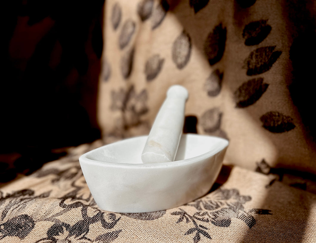 White Marble Mortar + Pestle